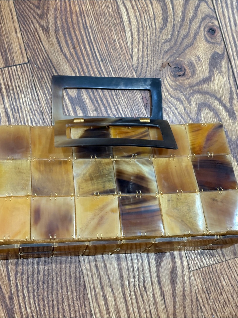 Shiraleah Amber Tortoiseshell Mosaic Handle Clutch
